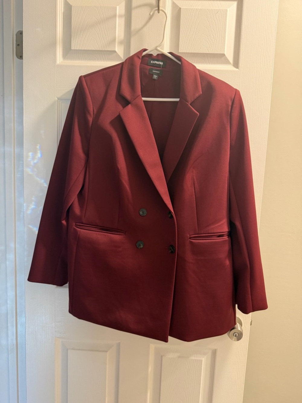 Express Women's Double-Breasted Blazer in Burgundy